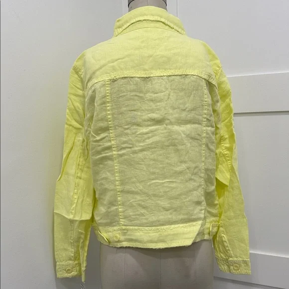 Anthony’s Resort Wear Yellow Linen Lightweight Frayed Edge Button Jacket Sz M - Picture 5 of 14